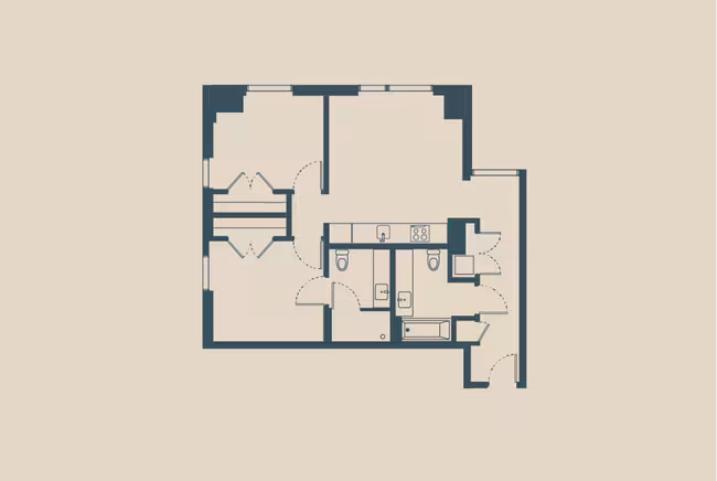 2 Bedroom 2 Bath B (fa2BBM) 2118 floor plan